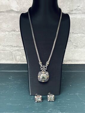 Samuel B. Benham 18K Gold Sterling Silver Balinese Necklace & Earrings Amethyst